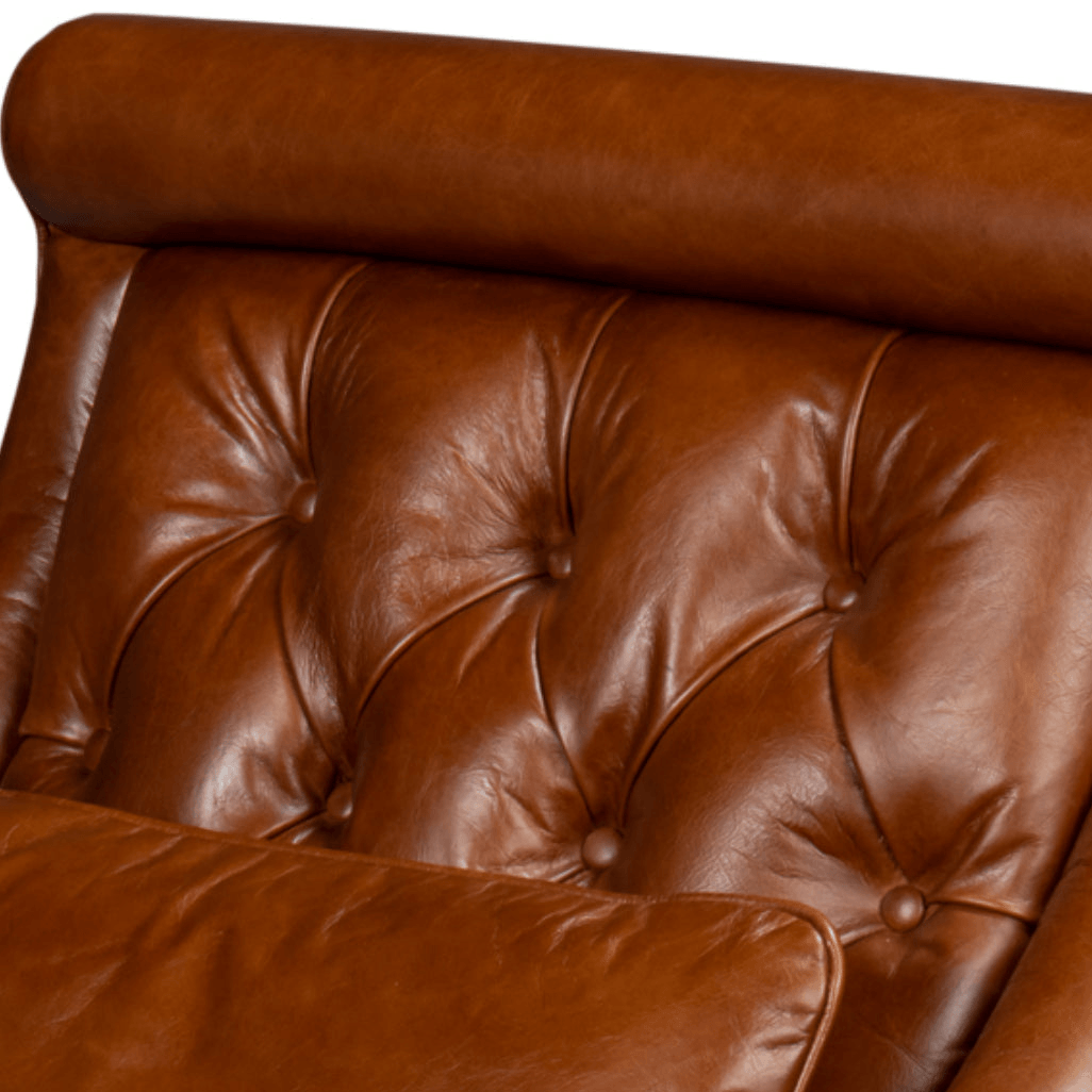 Tufted Brown Leather Accent Chair