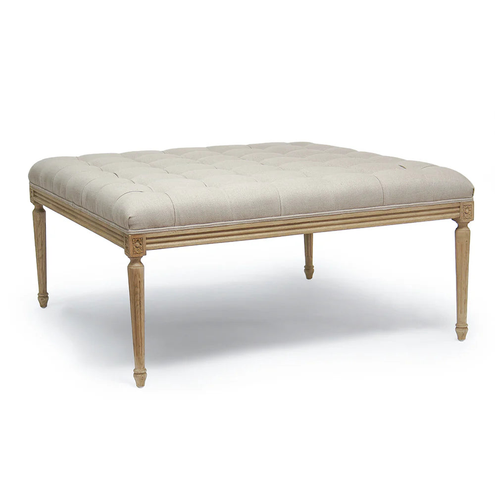 Shabby Chic Tufted Off-White Ottoman