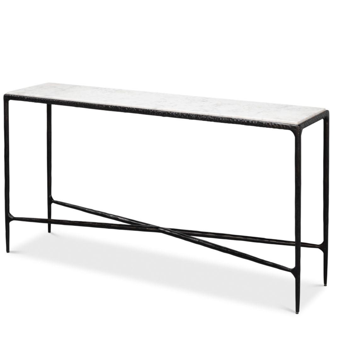 Iron Forged Marble Top Console Table