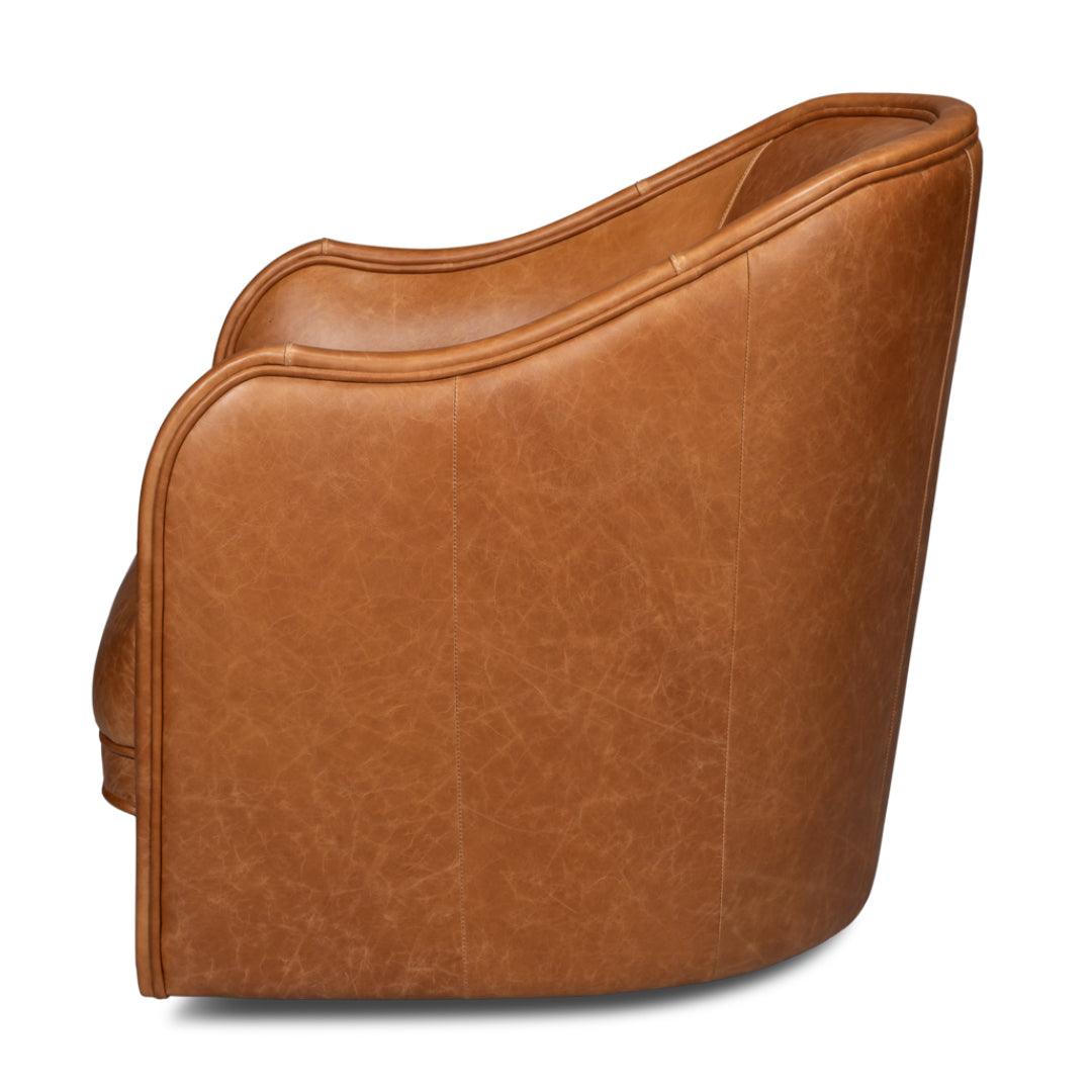 Brown Soft Leather Swivel Chair