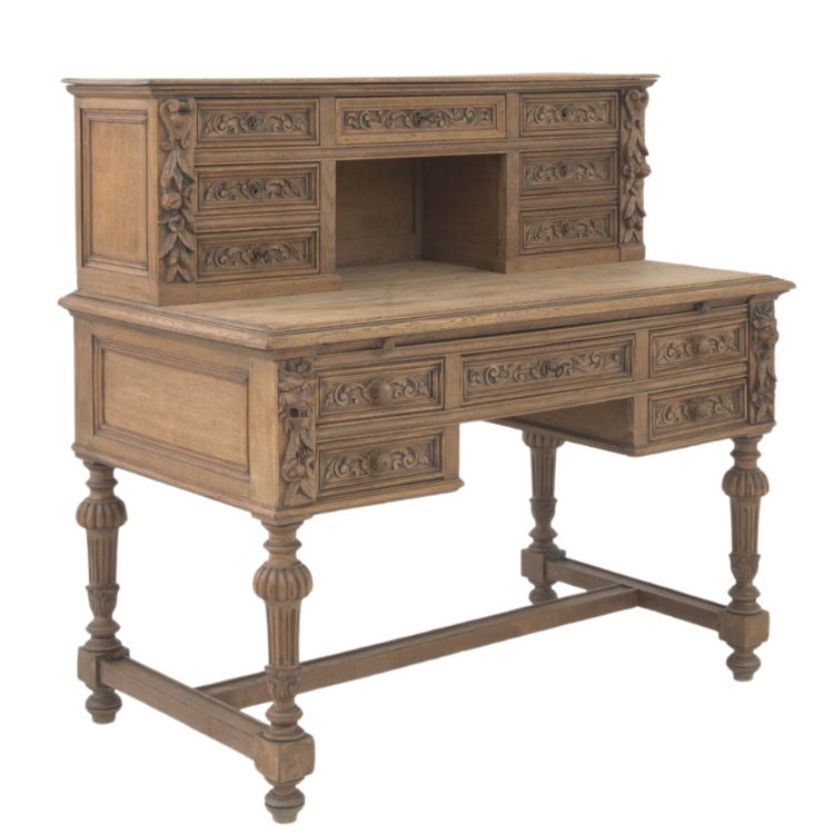 French Antique Ornate Wooden Desk, Circa 1820