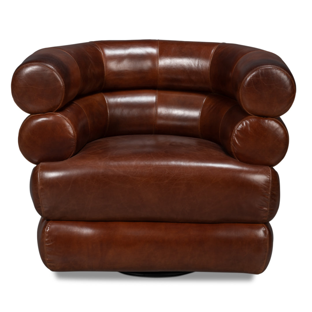 Newark Brown Leather Swivel Chair