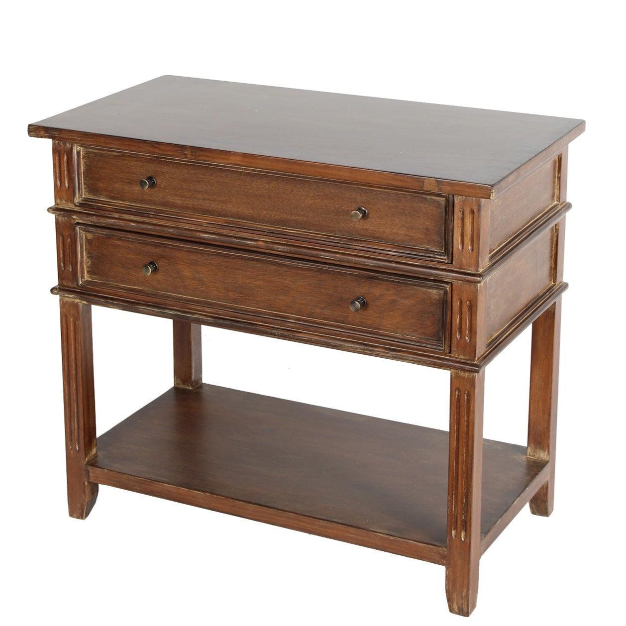 Rustic Chestnut Two Drawer Nightstand