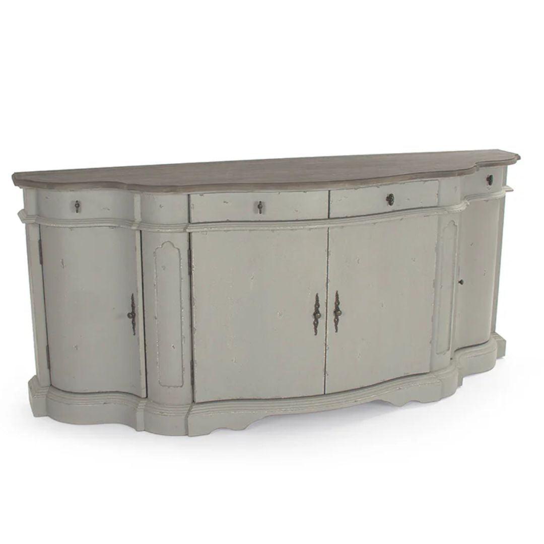 Cream Gray French Farmhouse Courbe Buffet