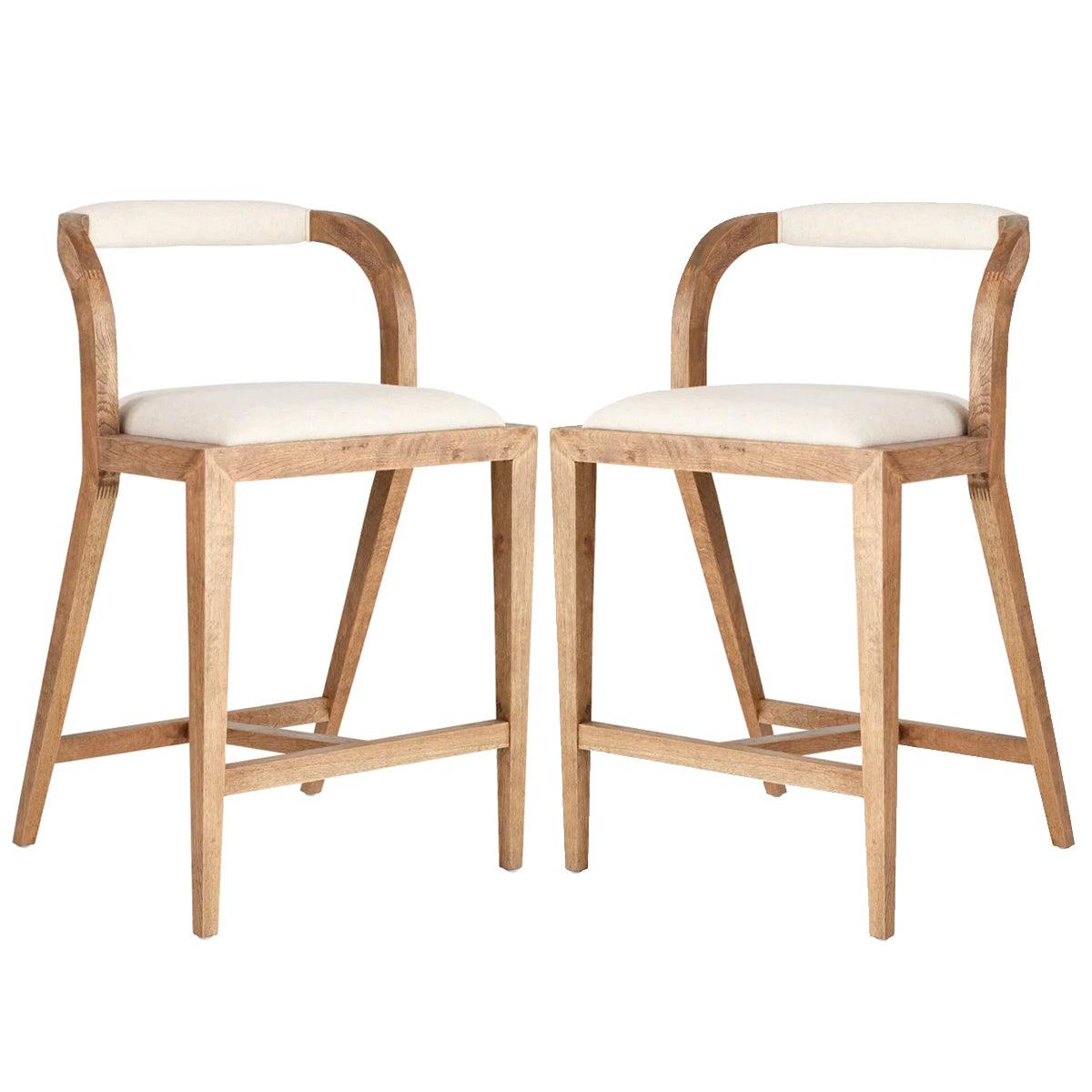 White wood counter stools with online back