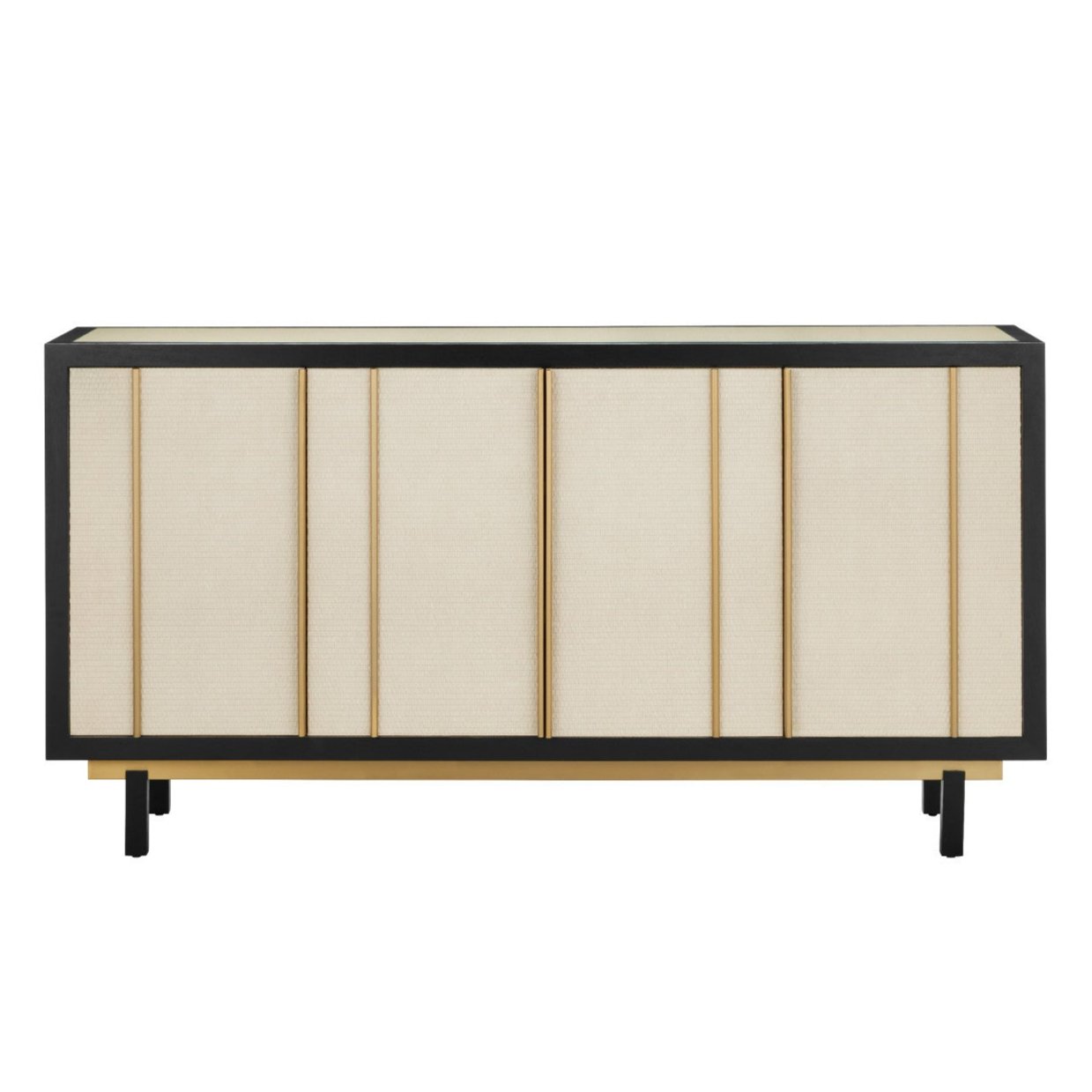 Ivory Woven Raffia 4-Door Sideboard