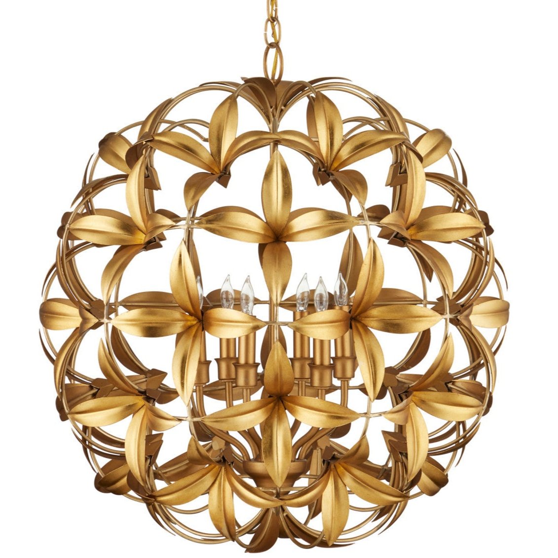 Nature-Inspired 6-Light Gold Orb Chandelier