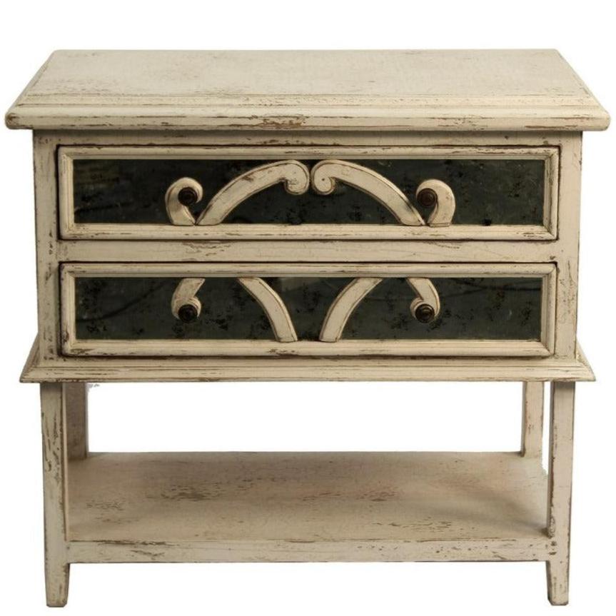 Distressed White Elysee Nightstand - Belle Escape