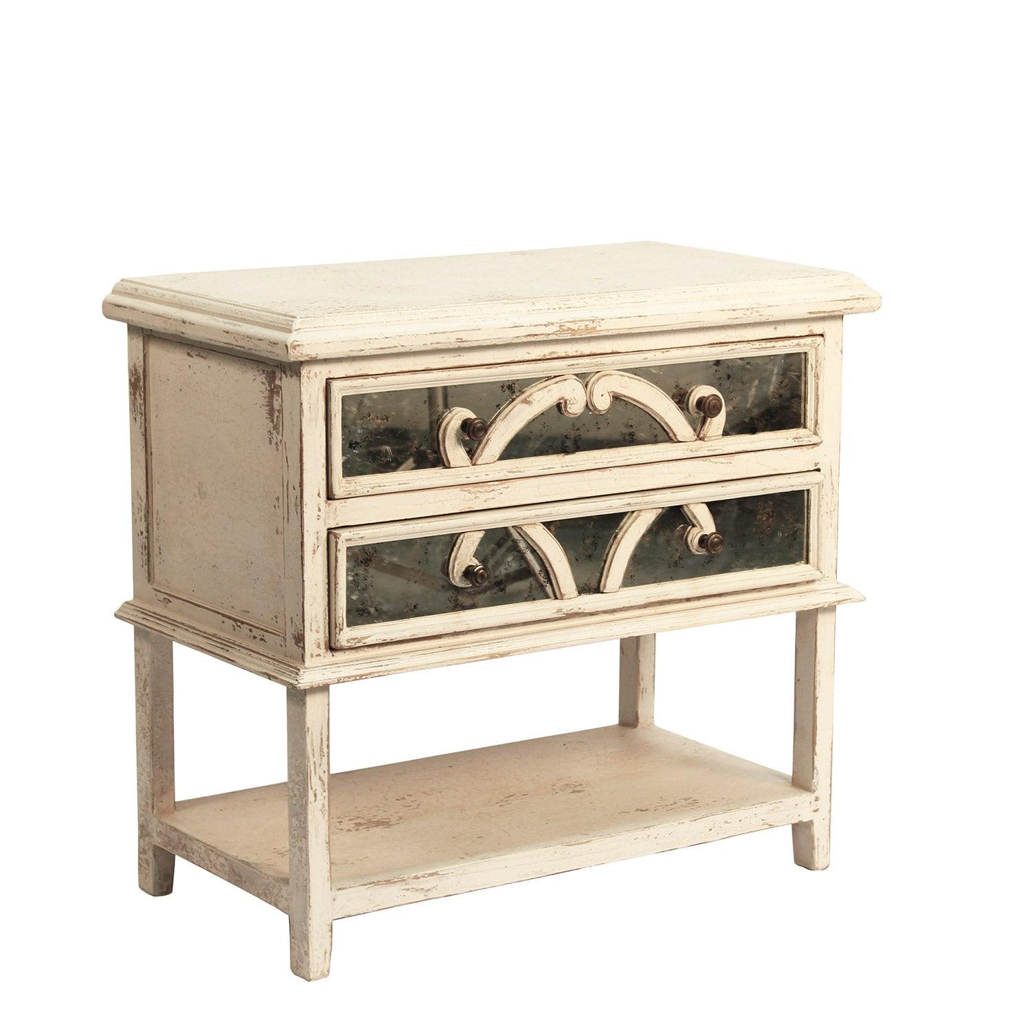 Distressed White Nightstand Shabby Chic   Distressed White Elysee Nightstand Belle Escape 2 