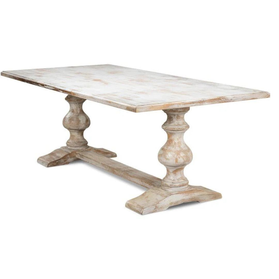 Distressed French Country Double Pedestal Table