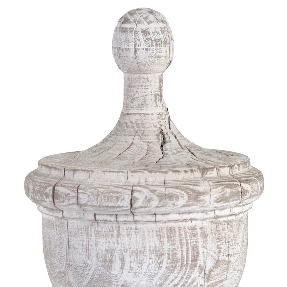 French Chateau White Washed Wooden Urn