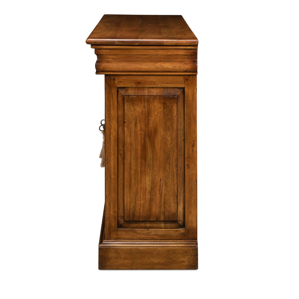 French Country Walnut Wood Side Cabinet