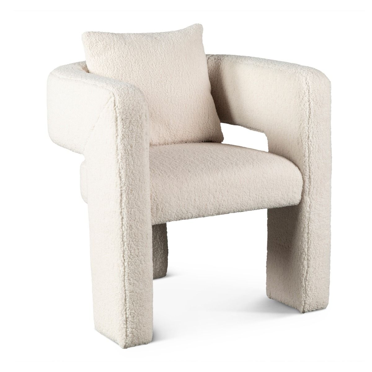 Modern Boho White Boucle Accent Chair