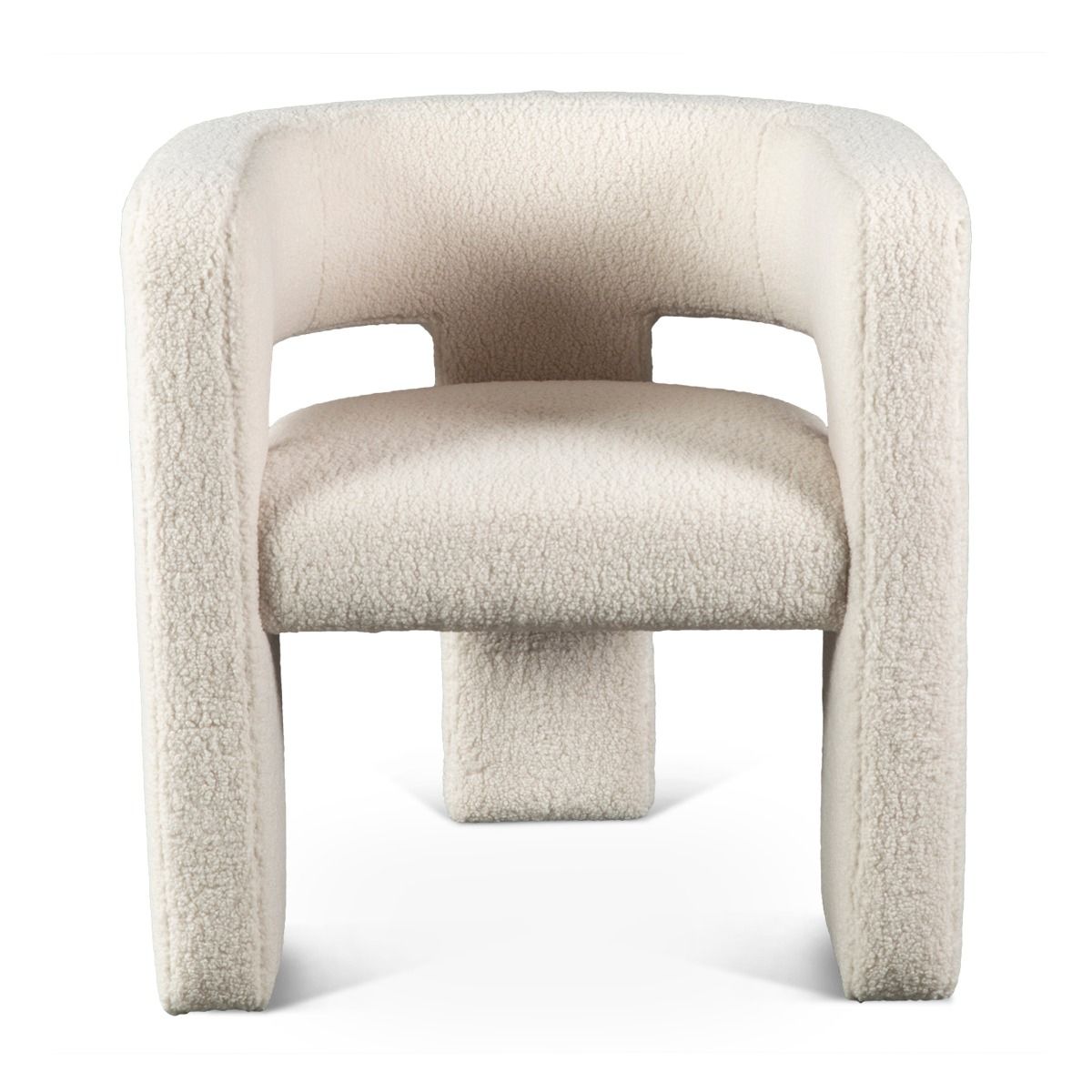 Modern Boho White Boucle Accent Chair