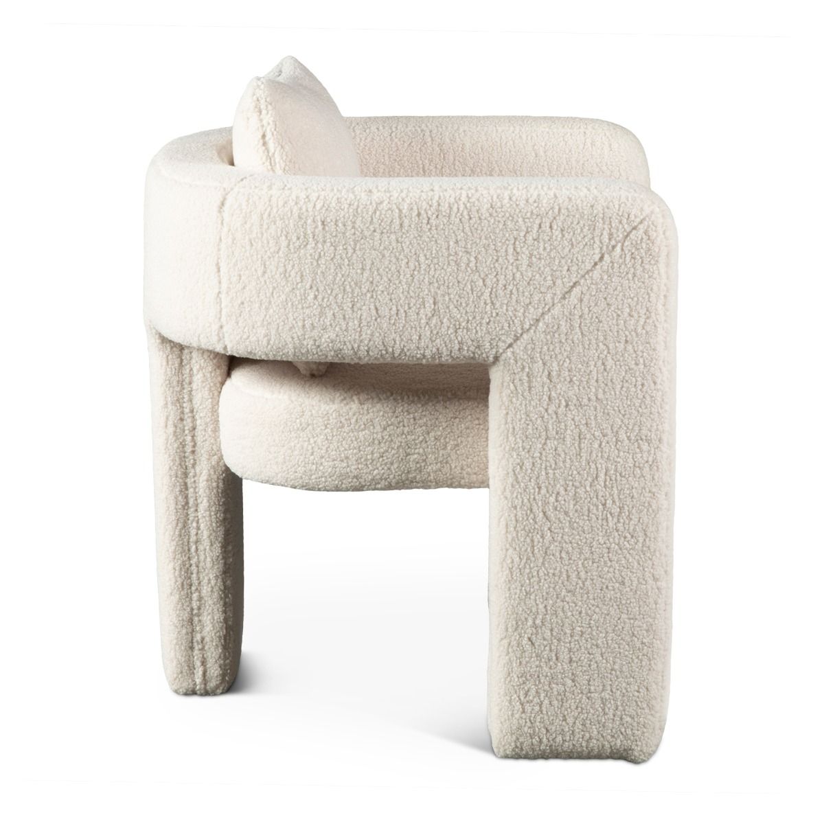 Modern Boho White Boucle Accent Chair