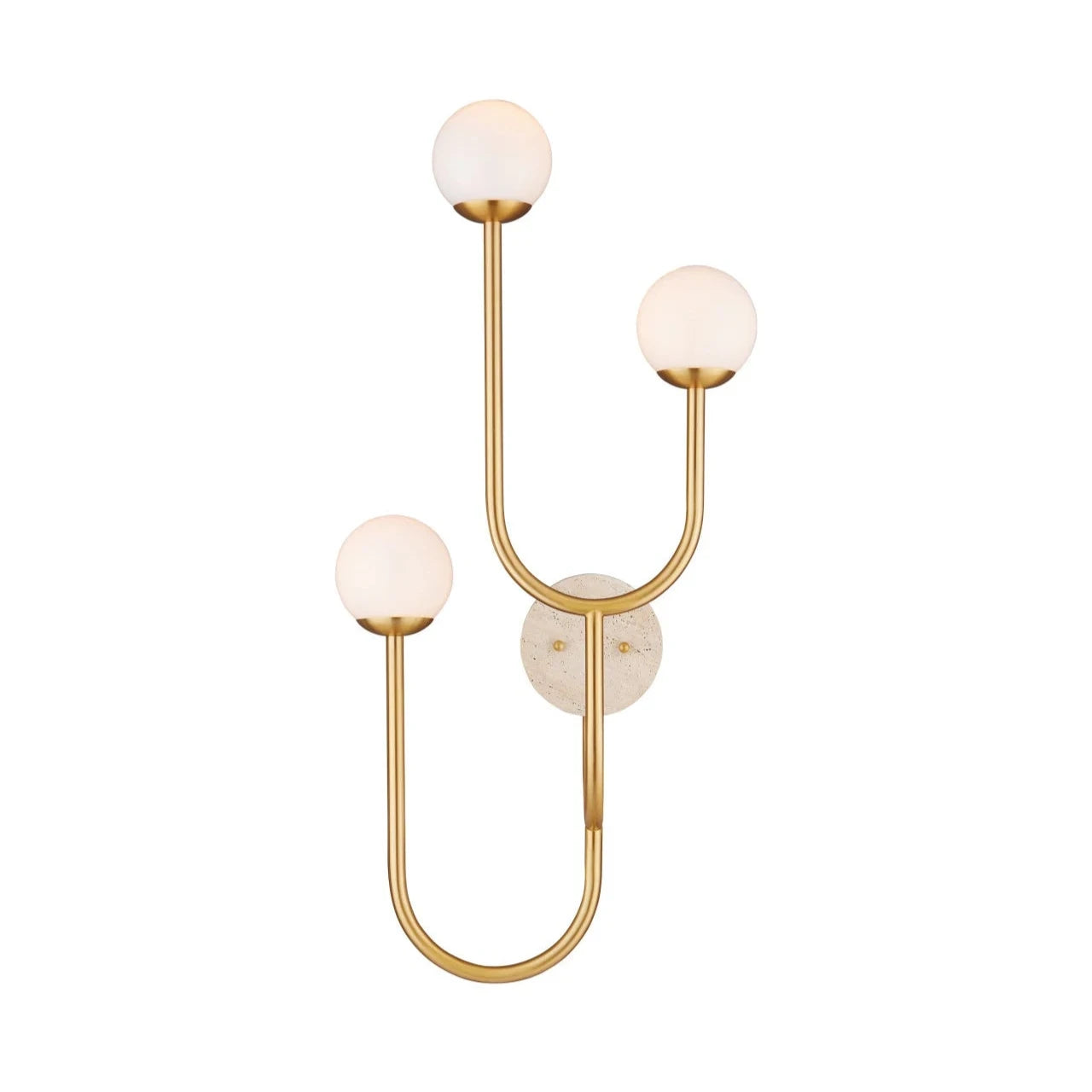 Triple Frosted Glass Shades Brass Wall Sconce