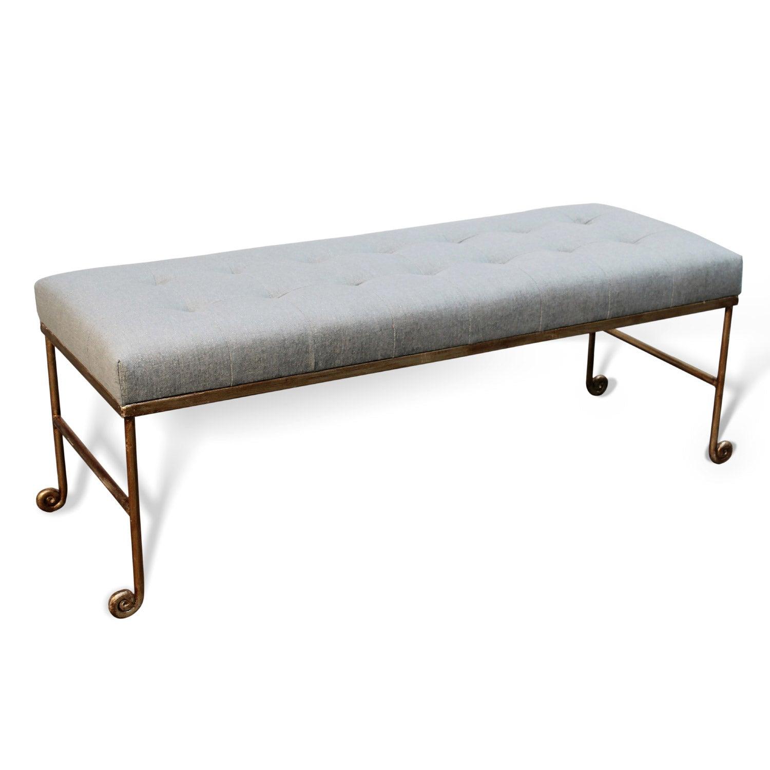 Antique Silver Metal Base Bench