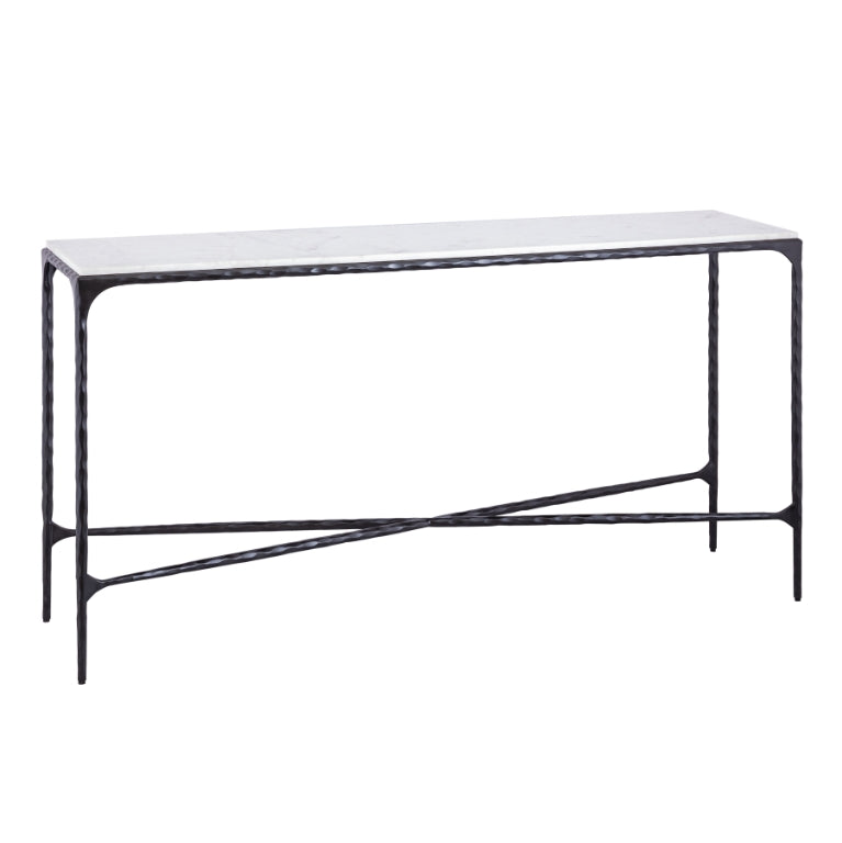 Black Forged White Console Table