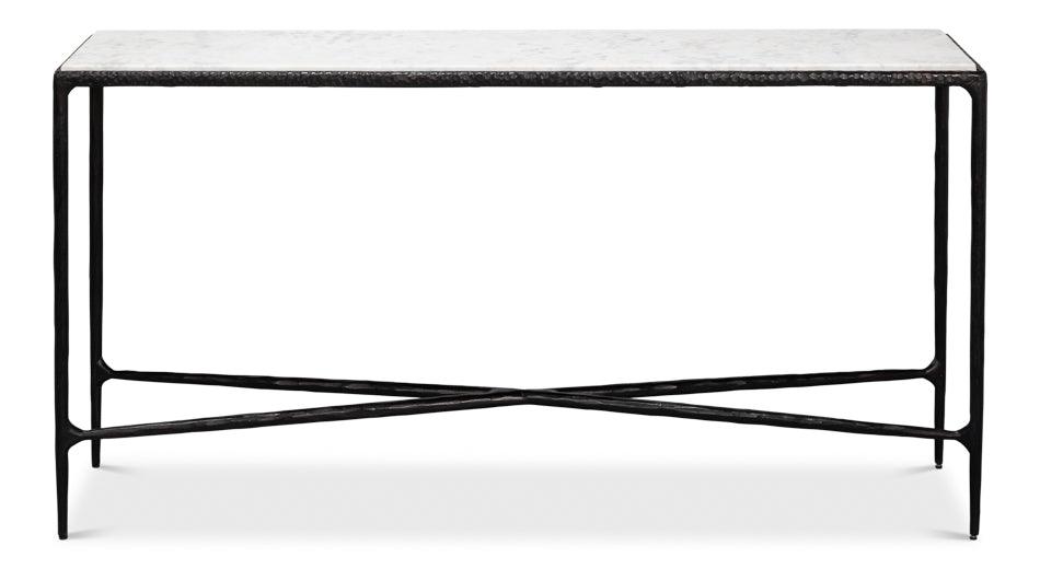 Iron Forged Marble Top Console Table