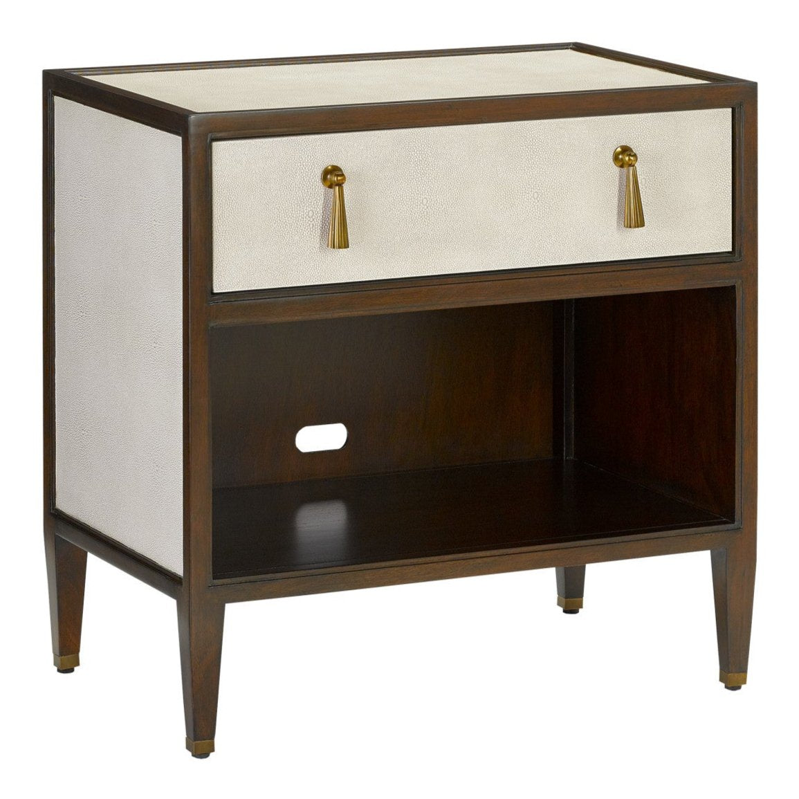 Ivory Shagreen in Dark Walnut Nightstand