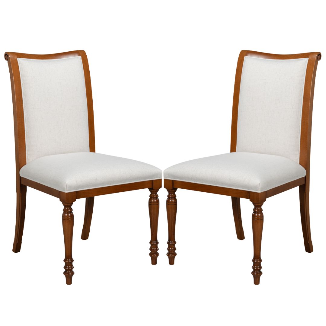 Old World Walnut Jupe Dining Chairs - Pair