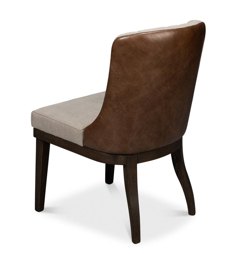 Leather Back Tufted Transitional Side Chairs