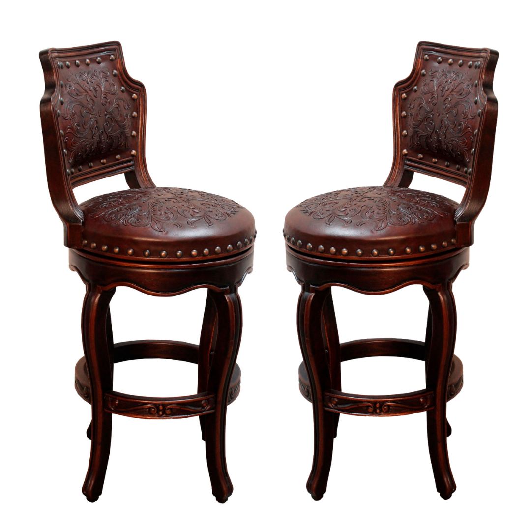 Hacienda Leather Swivel Counter Stool