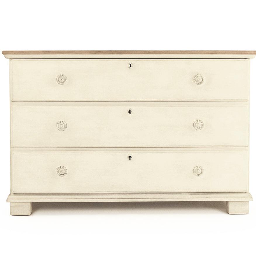 Antique White Wood Top Farmhouse Chest