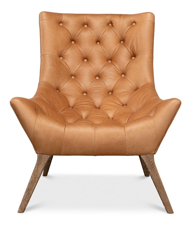 Light Brown Quilted Leather Slouch Chair