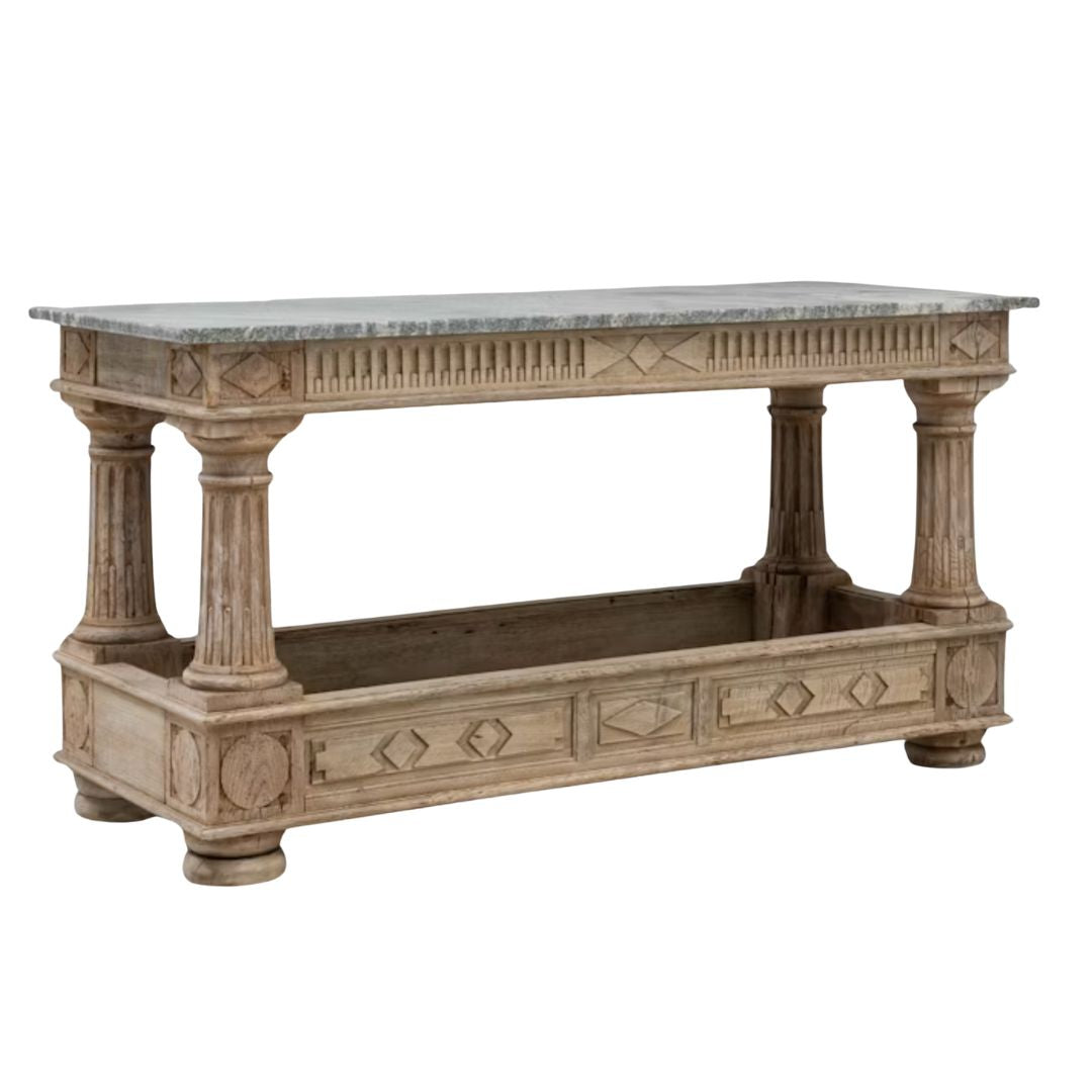 Marble Top Ornate French Console Table, Circa 1850