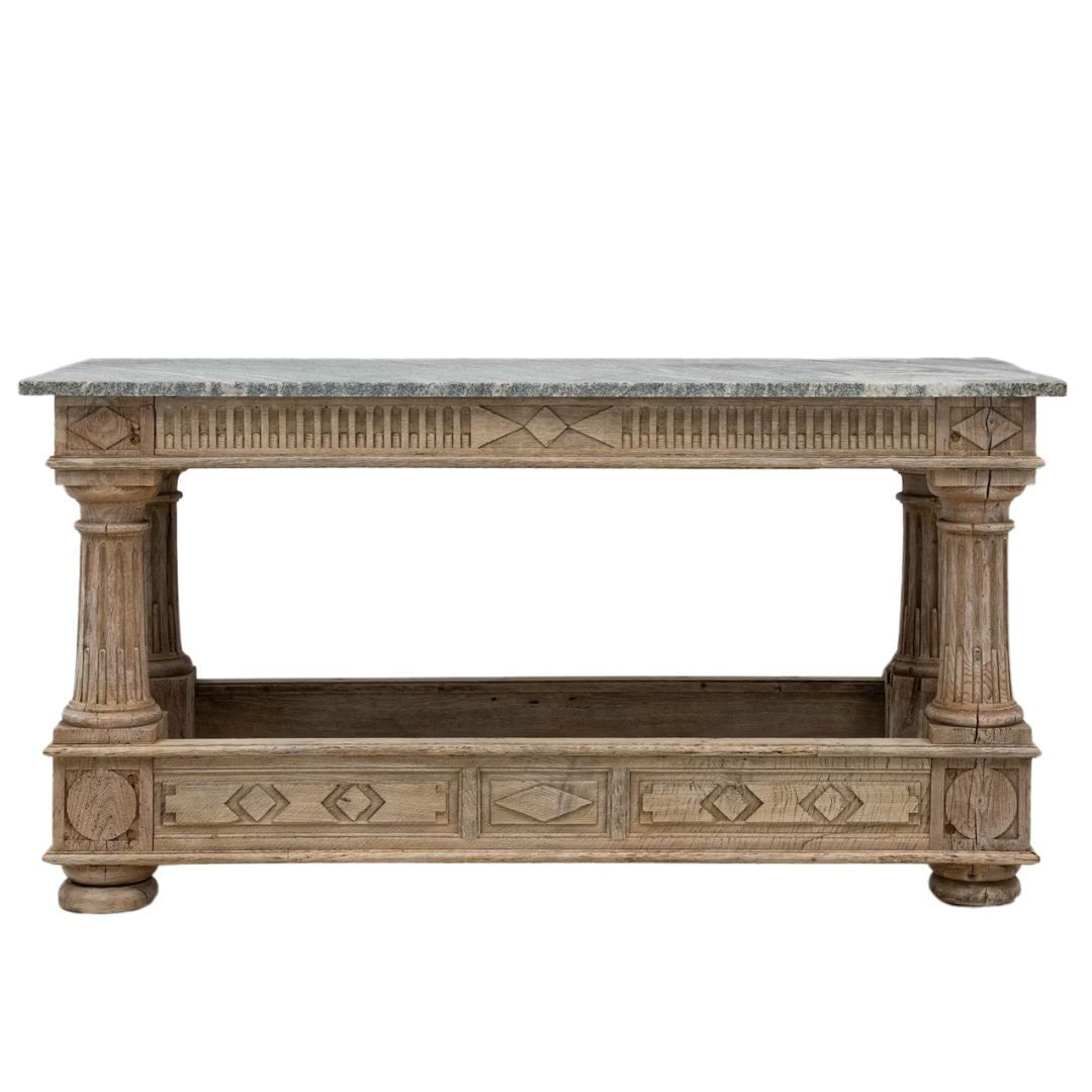 Marble Top Ornate French Console Table, Circa 1850