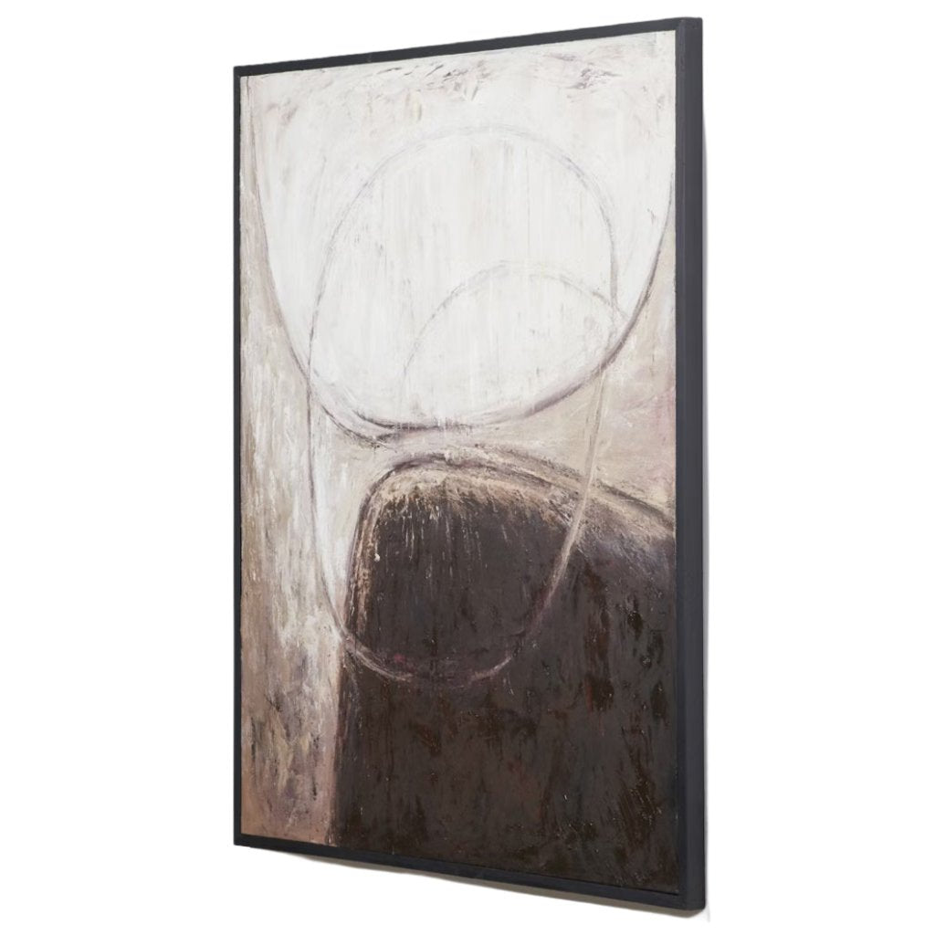 Oil Paint Abstract White Brown Canvas Wall Art