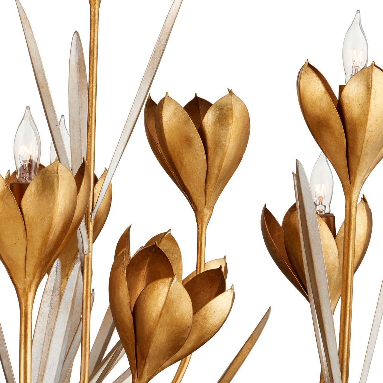 Crocus Flowers 9-Lights Gold Chandelier