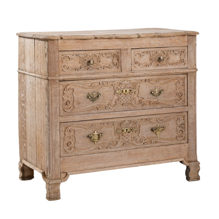 French Antique Ornate Wood Patinated Table Chest Of Drawers, Circa 1890