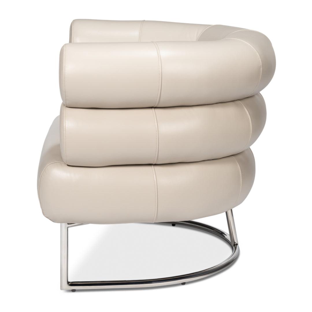 Crystal White Leather Accent Chair