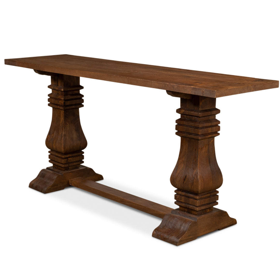 Mocha Pedestal Console Table