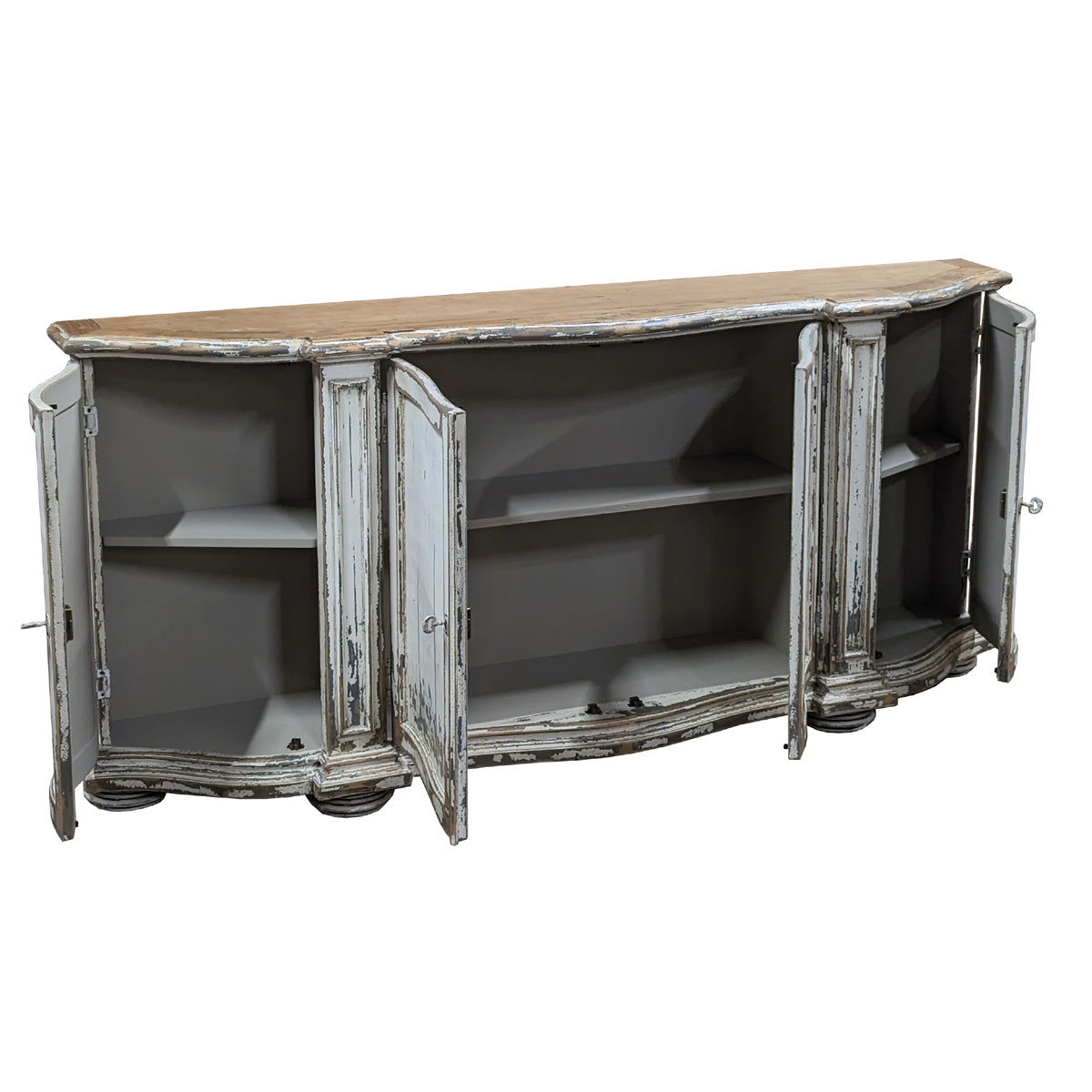 Rustic White French Farmhouse Demilune Sideboard