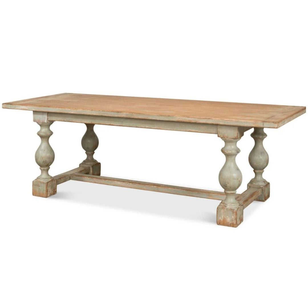 Rustic Sage Farmhouse Trestle Dining Table