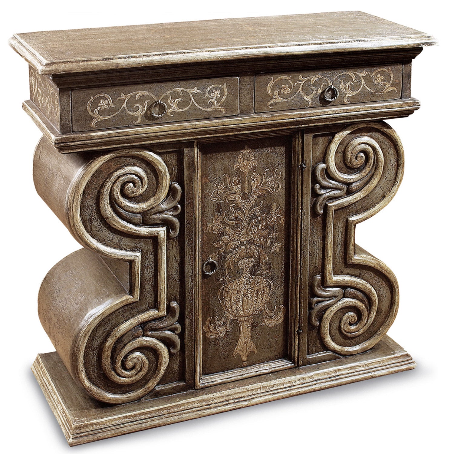 Leonardo Scroll Art Secret Door Console Table