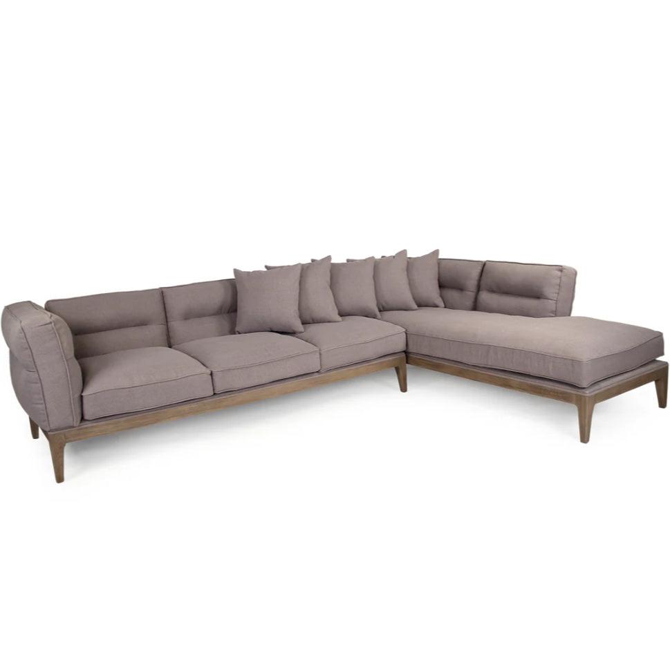 Wood Platform Gray Sofa Sectional