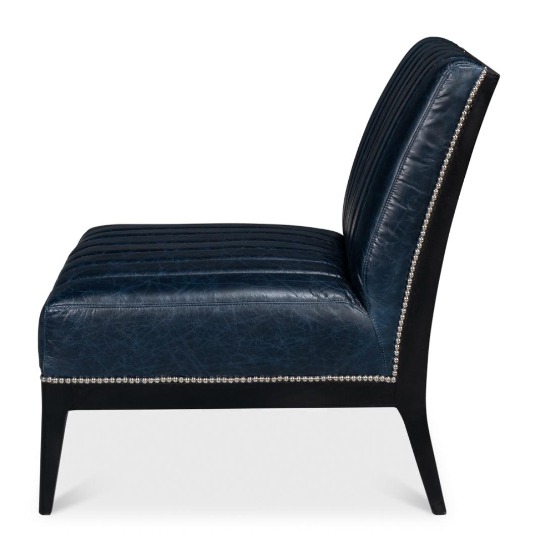 Chateau Blue Leather Slipper Chair