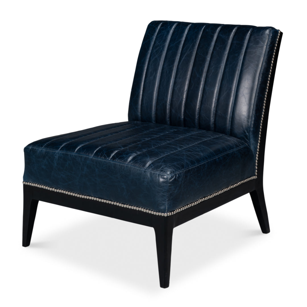 Upholstered Chateau Blue Slipper Chair