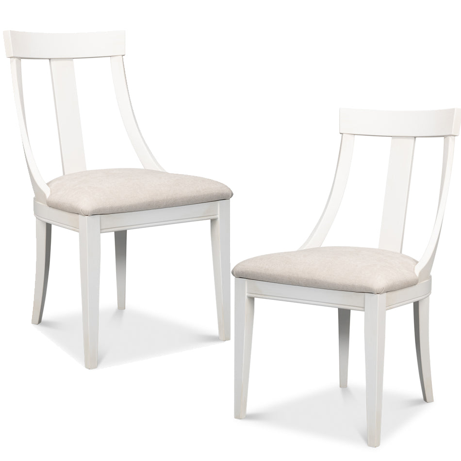 White Modern Slope Dining Chairs - Set of 2