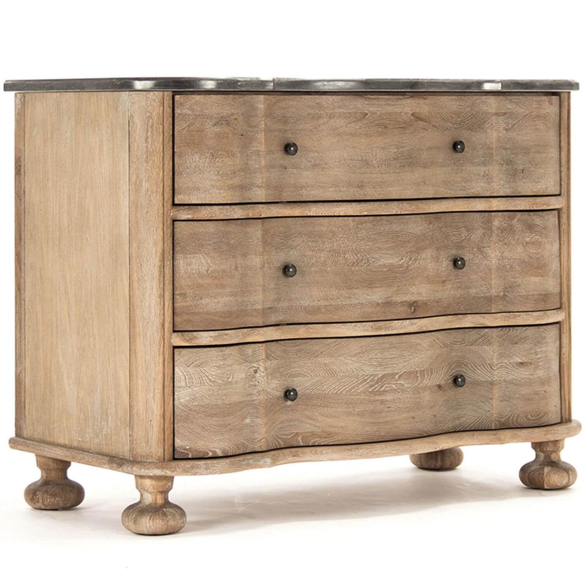 Stone Top Gray Oak Chest French Country