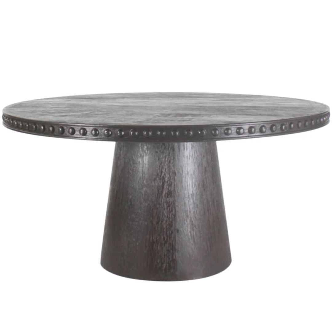 Modern Brown Wood Studded Dining Table