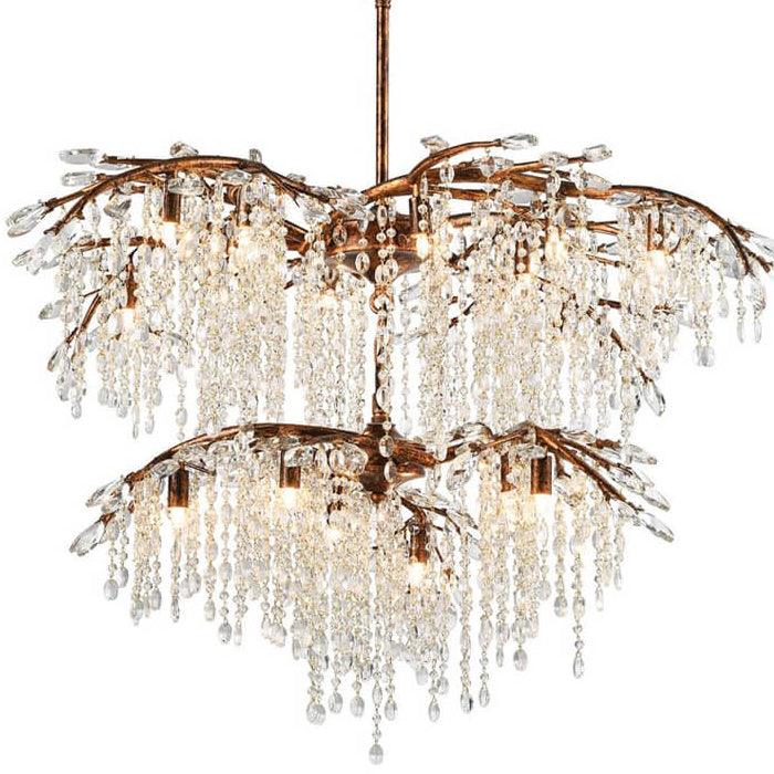 Tiered Crystal Bronze Rainforest Chandelier