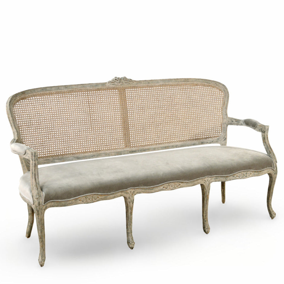 Antoinette French Gray Settee Bench