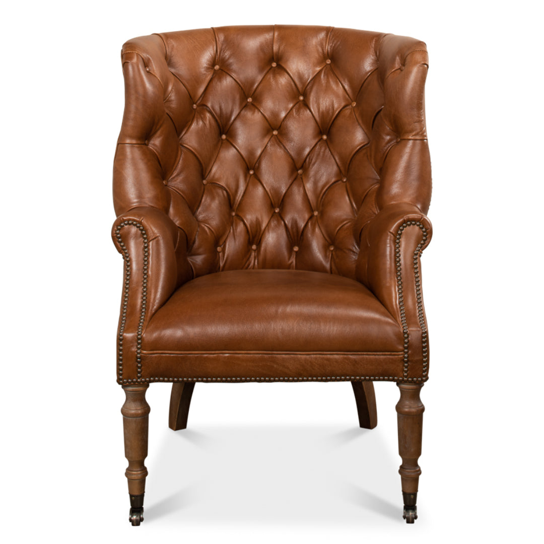 Whiskey Brown Leather Accent Chair