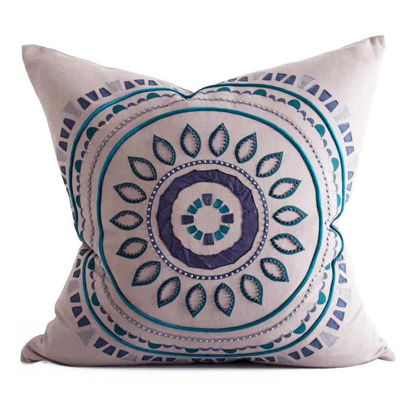 Blue Soleil Embroidered Pillow