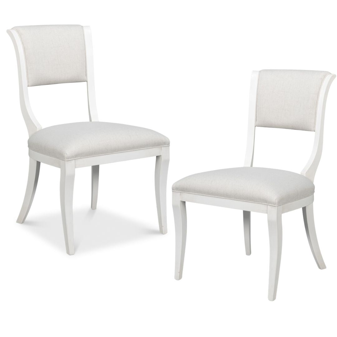 White Cortina Curved Leg Dining Chairs - Pair